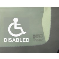 1 x Disabled Logo With Text Window Sticker - Disability Car Wheelchair Logo Sign